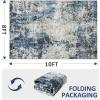 image4x6 Area Rugs Washable Modern Soft Non Slip Distressed Under Dining Table Living Room Area Rug BlackBlue