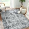image4x6 Area Rugs Washable Modern Soft Non Slip Distressed Under Dining Table Living Room Area Rug BlackDark Grey