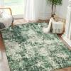 image4x6 Area Rugs Washable Modern Soft Non Slip Distressed Under Dining Table Living Room Area Rug BlackGreen
