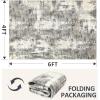 image4x6 Area Rugs Washable Modern Soft Non Slip Distressed Under Dining Table Living Room Area Rug BlackGrey