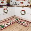 imageDintszyayue Christmas Kitchen Rugs Set of 2 Non Slip Soft Santa Claus Snowman Christmas Mats for Kitchen Floor Decorations 17quotx30quot17quotx48quot02brown