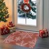imageDintszyayue Christmas Kitchen Rugs Set of 2 Non Slip Soft Santa Claus Snowman Christmas Mats for Kitchen Floor Decorations 17quotx30quot17quotx48quot01red