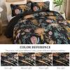 imageDintszyayue Quilt Queen Size Navy 3 Pieces Boho Floral Bedspread Bedding for Queen Size Bed Soft Lightweight Microfiber Coverlet Set for All Season Quilt with 2 PillowcasesBlack