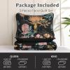 imageDintszyayue Quilt Queen Size Navy 3 Pieces Boho Floral Bedspread Bedding for Queen Size Bed Soft Lightweight Microfiber Coverlet Set for All Season Quilt with 2 PillowcasesBlack