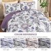 imageDintszyayue Quilt Queen Size Navy 3 Pieces Boho Floral Bedspread Bedding for Queen Size Bed Soft Lightweight Microfiber Coverlet Set for All Season Quilt with 2 PillowcasesPurple