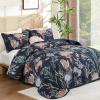 imageDintszyayue Quilt Queen Size Navy 3 Pieces Boho Floral Bedspread Bedding for Queen Size Bed Soft Lightweight Microfiber Coverlet Set for All Season Quilt with 2 PillowcasesNavy