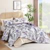 imageDintszyayue Quilt Queen Size Navy 3 Pieces Boho Floral Bedspread Bedding for Queen Size Bed Soft Lightweight Microfiber Coverlet Set for All Season Quilt with 2 PillowcasesPurple