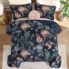 imageDintszyayue Quilt Queen Size Navy 3 Pieces Boho Floral Bedspread Bedding for Queen Size Bed Soft Lightweight Microfiber Coverlet Set for All Season Quilt with 2 PillowcasesNavy