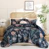 imageDintszyayue Quilt Queen Size Navy 3 Pieces Boho Floral Bedspread Bedding for Queen Size Bed Soft Lightweight Microfiber Coverlet Set for All Season Quilt with 2 PillowcasesNavy