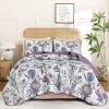 imageDintszyayue Quilt Queen Size Navy 3 Pieces Boho Floral Bedspread Bedding for Queen Size Bed Soft Lightweight Microfiber Coverlet Set for All Season Quilt with 2 PillowcasesPurple