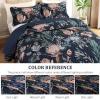 imageDintszyayue Quilt Queen Size Navy 3 Pieces Boho Floral Bedspread Bedding for Queen Size Bed Soft Lightweight Microfiber Coverlet Set for All Season Quilt with 2 PillowcasesNavy