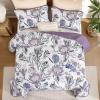 imageDintszyayue Quilt Queen Size Navy 3 Pieces Boho Floral Bedspread Bedding for Queen Size Bed Soft Lightweight Microfiber Coverlet Set for All Season Quilt with 2 PillowcasesPurple