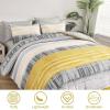 imageDintszyayue Yellow 7 Piece Stripe Patchwork Comforter Set KingMustard Yellow Bed in a Bag Bedding Set with SheetsPillowcases ampamp Shams Reversible Soft Microfiber Boho Comforter for All Season