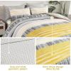 imageDintszyayue Yellow 7 Piece Stripe Patchwork Comforter Set KingMustard Yellow Bed in a Bag Bedding Set with SheetsPillowcases ampamp Shams Reversible Soft Microfiber Boho Comforter for All Season