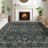 imageGreen Rugs for Living Room 5x7 Floral Washable Stain Resistant Non Slip Low Pile Carpet for Bedroom Dining Room02dark Green
