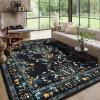 imageGreen Rugs for Living Room 5x7 Floral Washable Stain Resistant Non Slip Low Pile Carpet for Bedroom Dining Room05black