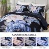 imageWONGS BEDDING Floral Quilt Set Blue Queen Size 3 Pieces Elegant Botanical Print Bedding Set for All Season Lightweight Reversible Bedspreads Coverlet Set with 2 Pillow ShamsNavy