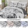 imageWONGS BEDDING Floral Quilt Set Blue Queen Size 3 Pieces Elegant Botanical Print Bedding Set for All Season Lightweight Reversible Bedspreads Coverlet Set with 2 Pillow ShamsGrey White