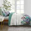 imageWONGS BEDDING Floral Quilt Set Blue Queen Size 3 Pieces Elegant Botanical Print Bedding Set for All Season Lightweight Reversible Bedspreads Coverlet Set with 2 Pillow ShamsPurple Green