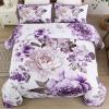 imageWONGS BEDDING Floral Quilt Set Blue Queen Size 3 Pieces Elegant Botanical Print Bedding Set for All Season Lightweight Reversible Bedspreads Coverlet Set with 2 Pillow ShamsPurple