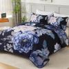 imageWONGS BEDDING Floral Quilt Set Blue Queen Size 3 Pieces Elegant Botanical Print Bedding Set for All Season Lightweight Reversible Bedspreads Coverlet Set with 2 Pillow ShamsNavy
