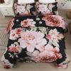 imageWONGS BEDDING Floral Quilt Set Blue Queen Size 3 Pieces Elegant Botanical Print Bedding Set for All Season Lightweight Reversible Bedspreads Coverlet Set with 2 Pillow ShamsBlack