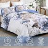 imageWONGS BEDDING Floral Quilt Set Blue Queen Size 3 Pieces Elegant Botanical Print Bedding Set for All Season Lightweight Reversible Bedspreads Coverlet Set with 2 Pillow ShamsBlue