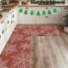 imageDintszyayue Christmas Kitchen Rugs Set of 2 Non Slip Soft Santa Claus Snowman Christmas Mats for Kitchen Floor Decorations 17quotx30quot17quotx48quot01red