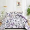 imageDintszyayue Quilt Queen Size Navy 3 Pieces Boho Floral Bedspread Bedding for Queen Size Bed Soft Lightweight Microfiber Coverlet Set for All Season Quilt with 2 PillowcasesPurple