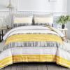 imageDintszyayue Yellow 7 Piece Stripe Patchwork Comforter Set KingMustard Yellow Bed in a Bag Bedding Set with SheetsPillowcases ampamp Shams Reversible Soft Microfiber Boho Comforter for All Season