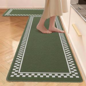 imageDintszyayue Kitchen Rugs Sets of 2 Boho Ceramic Anti Fatigue Non Slip Memory Foam Mats for Floor for Laundry Desk Bar Khaki 17quotX30quot17quotX59quot04green