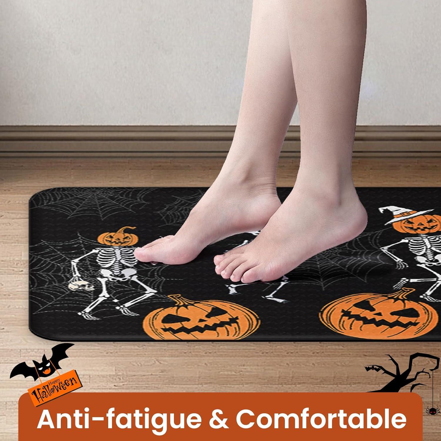 imageDintszyayue Halloween Kitchen Mats Set of 2 Cute Non Slip Soft Pumpkin Witches Black Cat Ghos Halloween Party Decor 17quotx30quot17quotx59quotSkeletons Pumpkin