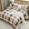 imageDintszyayue Plaid Comforter Set Queen Size 7 Pieces Green Bed in a Bag Reversible Bedding Set Soft Microfiber Bed Comforter Set Cozy Checkered Bed Set for All Season with SheetsPillowcases ampamp ShamsKhaki