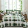 imageDintszyayue Plaid Comforter Set Queen Size 7 Pieces Green Bed in a Bag Reversible Bedding Set Soft Microfiber Bed Comforter Set Cozy Checkered Bed Set for All Season with SheetsPillowcases ampamp ShamsGreen