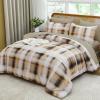 imageDintszyayue Plaid Comforter Set Queen Size 7 Pieces Green Bed in a Bag Reversible Bedding Set Soft Microfiber Bed Comforter Set Cozy Checkered Bed Set for All Season with SheetsPillowcases ampamp ShamsKhaki