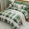 imageDintszyayue Plaid Comforter Set Queen Size 7 Pieces Green Bed in a Bag Reversible Bedding Set Soft Microfiber Bed Comforter Set Cozy Checkered Bed Set for All Season with SheetsPillowcases ampamp ShamsGreen