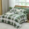 imageDintszyayue Plaid Comforter Set Queen Size 7 Pieces Green Bed in a Bag Reversible Bedding Set Soft Microfiber Bed Comforter Set Cozy Checkered Bed Set for All Season with SheetsPillowcases ampamp ShamsGreen
