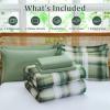 imageDintszyayue Plaid Comforter Set Queen Size 7 Pieces Green Bed in a Bag Reversible Bedding Set Soft Microfiber Bed Comforter Set Cozy Checkered Bed Set for All Season with SheetsPillowcases ampamp ShamsGreen