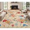 imageDintszyayue 8x10 Area Rugs for Living Room Non Slip Washable Stain Resistant Floral Rug for Bedroom Dining Room01orange Pink