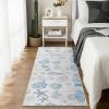 imageRunner Rug Non Slip 2x6 Coastal Area Rugs Washable Non Slip Stain Resistant Carpet for Hallway Laundry Room Bedroom Sea Horse01conch
