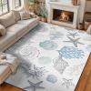 imageRunner Rug Non Slip 2x6 Coastal Area Rugs Washable Non Slip Stain Resistant Carpet for Hallway Laundry Room Bedroom Sea Horse01conch