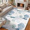 imageRunner Rug Non Slip 2x6 Coastal Area Rugs Washable Non Slip Stain Resistant Carpet for Hallway Laundry Room Bedroom Sea Horse02seahorse