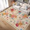 imageDintszyayue 8x10 Area Rugs for Living Room Non Slip Washable Stain Resistant Floral Rug for Bedroom Dining Room01orange Pink
