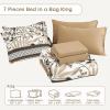 imageDintszyayue King Size Comforter Set 7 Pieces Brown Boho Comforter for King Bed Leaves Botanical Bed in a Bag Soft Microfiber Bird Bedding Set with PillowcasesFlat SheetFitted SheetPillow ShamsBrown