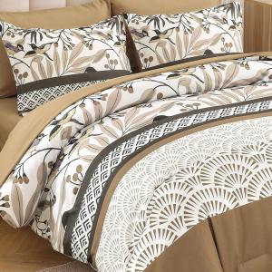 imageDintszyayue King Size Comforter Set 7 Pieces Brown Boho Comforter for King Bed Leaves Botanical Bed in a Bag Soft Microfiber Bird Bedding Set with PillowcasesFlat SheetFitted SheetPillow ShamsBrown