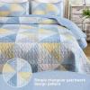 imageDintszyayue Navy Blue Quilt King Size 3 Pieces Patchwork Bedspread Bedding for King Size Bed Soft Lightweight Microfiber Geometric Coverlet Set for All Spring Quilt with 2 Pillowcases104 x90Blue Yellow