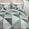 imageDintszyayue Navy Blue Quilt King Size 3 Pieces Patchwork Bedspread Bedding for King Size Bed Soft Lightweight Microfiber Geometric Coverlet Set for All Spring Quilt with 2 Pillowcases104 x90Green