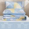 imageDintszyayue Navy Blue Quilt King Size 3 Pieces Patchwork Bedspread Bedding for King Size Bed Soft Lightweight Microfiber Geometric Coverlet Set for All Spring Quilt with 2 Pillowcases104 x90Blue Yellow