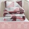 imageDintszyayue Navy Blue Quilt King Size 3 Pieces Patchwork Bedspread Bedding for King Size Bed Soft Lightweight Microfiber Geometric Coverlet Set for All Spring Quilt with 2 Pillowcases104 x90Pink