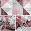 imageDintszyayue Navy Blue Quilt King Size 3 Pieces Patchwork Bedspread Bedding for King Size Bed Soft Lightweight Microfiber Geometric Coverlet Set for All Spring Quilt with 2 Pillowcases104 x90Pink